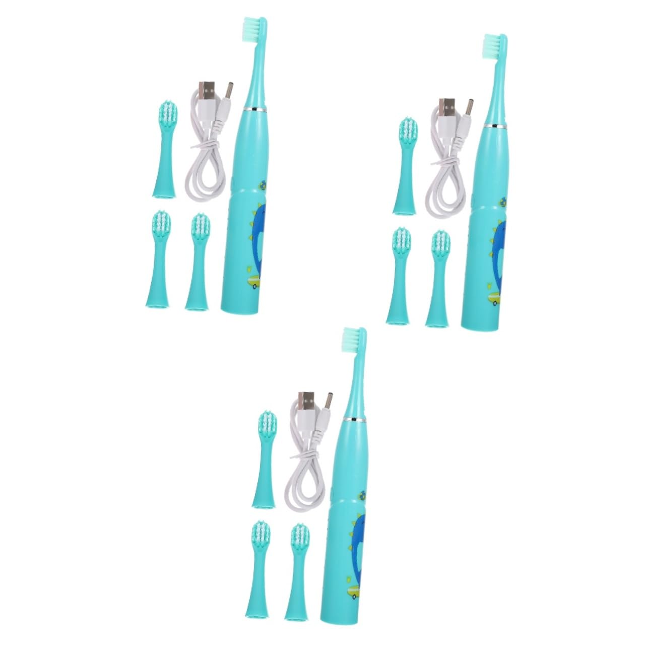 Healvian 3 Set Di Spazzolini Elettrici Per Bambini Per Ragazzi E Ragazze Con Design A Cartoni Animati Delicati Sulle Gengive Per Neonati.