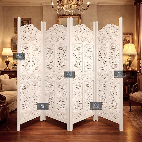 Image of Partition for Living Room,Divider,Partition Wall Divider Screen Separator, Wall Panel Divider for Hall | Bedroom |Office | Puja Room | Restaurant S Design (4- Panels White)