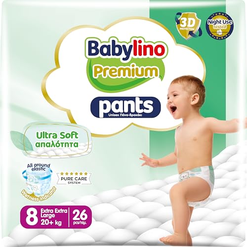 Babylino Premium Pants, Pañal Braguita Talla 8 con filtro Ultra Soft, XXL (20 + kg), 26 unidades