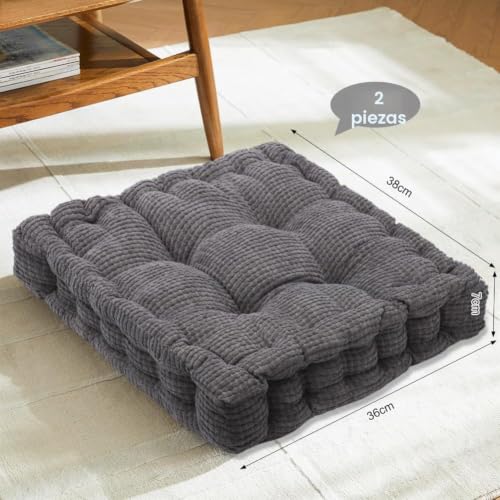 Juego de 2 cojines de silla acolchados para asiento exterior e interior 3