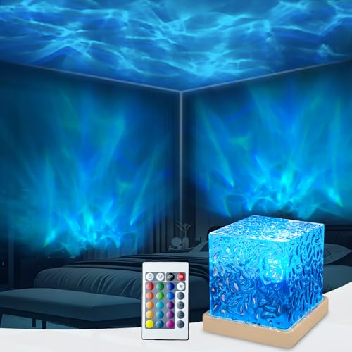 GY LED Sternenhimmel Projektor Kinder Lampe RGB Nachtlicht Mit 16 Farben Dimmbarer Wasserwellen Hologramm Projektor Mit Fernbedienung Zimmer Deko Für...