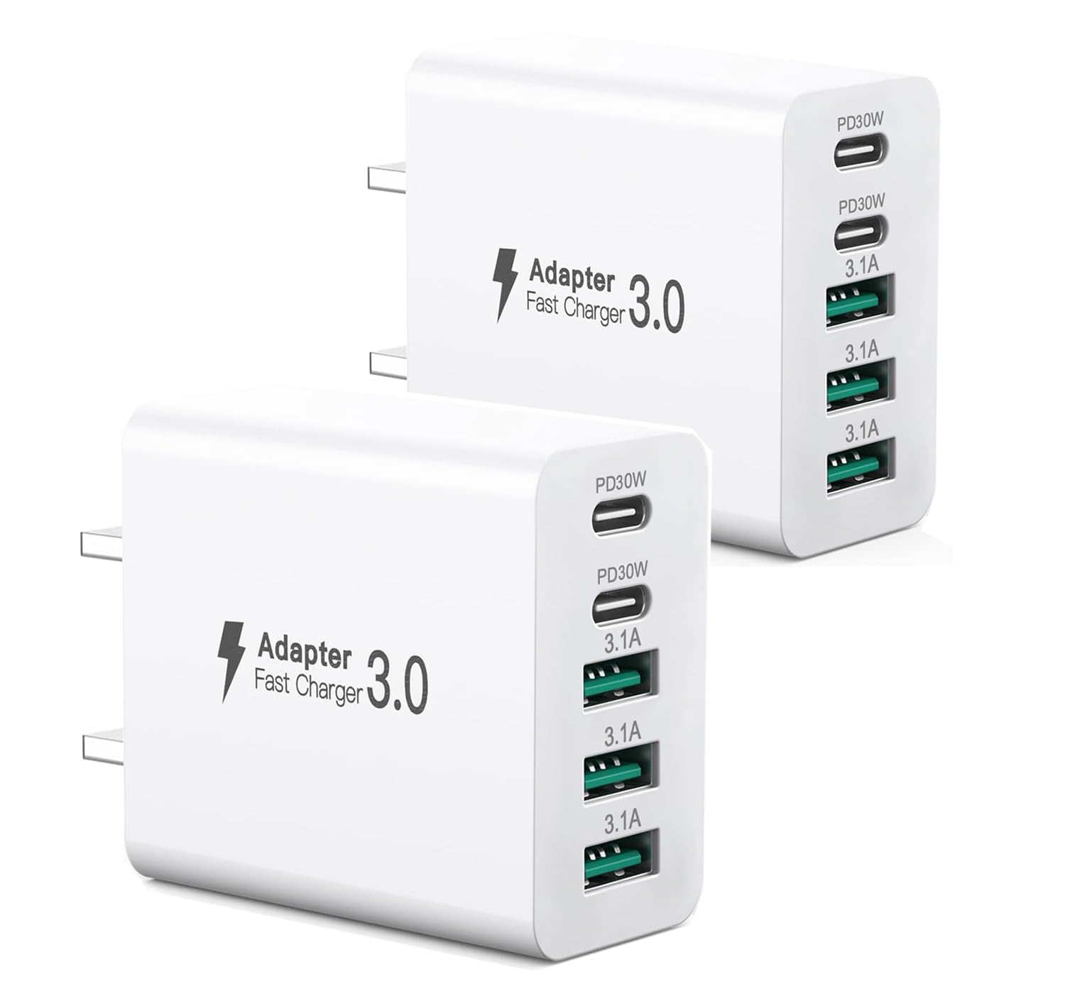 Photo 1 of ?2-Pack? iPhone Fast USBC Charger, 80W USB C Wall Charger, Dual-30W Multiport Fast Charging Block, 5-Port Universal Plug Compatible with iPhone 17/16/15, Galaxy S25/S24/S23, iPad
