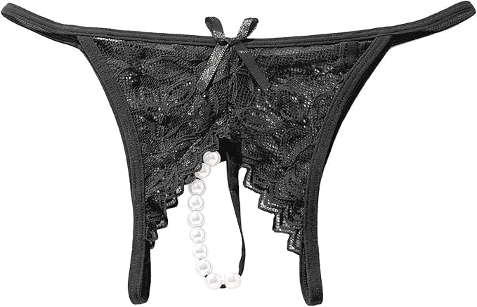 Women's Lace G-String Thong with Pearl Detail, Lingerie Underwear-picture-27