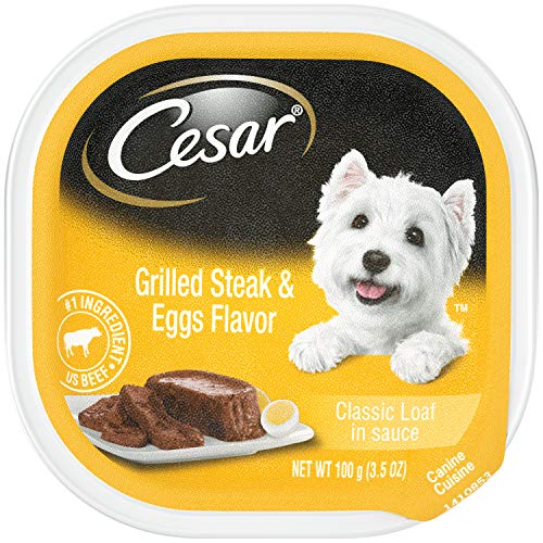 CESAR Soft Wet Dog Food Classic Loaf in Sauce Grilled Steak and Eggs