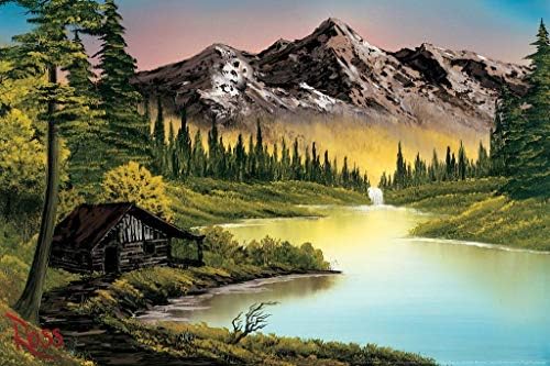 Bob Ross Mountain Retreat Art Print Poster - Happy Accidents Collection - Mountains Painting Cool Wall Decor 16x24
