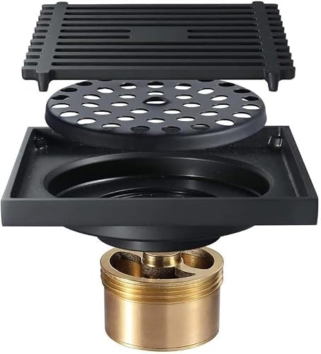 GLJTUO Shower Floor Drain Bathroom Tile Insert Floor Drai Black Linear Floor Drain Square Mesh Floor Drain Bathroom Toilet Anti Odor Shower Drains Hair Strainer