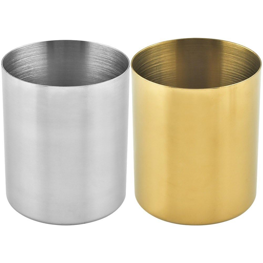Porte-crayons doré épais en métal double couche chic pour pinceaux de maquillage