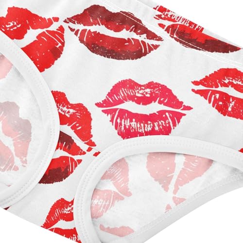 Joisal Red Kiss Marks White Girl Panties Cute Toddlers Underwear Floral Cotton Aesthetic Kids Briefs Undies 2t4