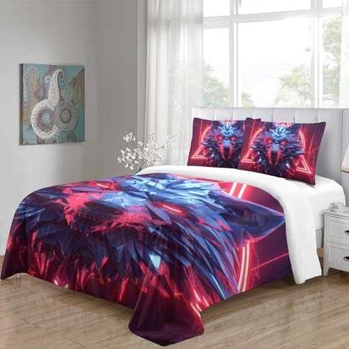 Housse de couette loup impression 3D microfibre zippée 140x200 - 5