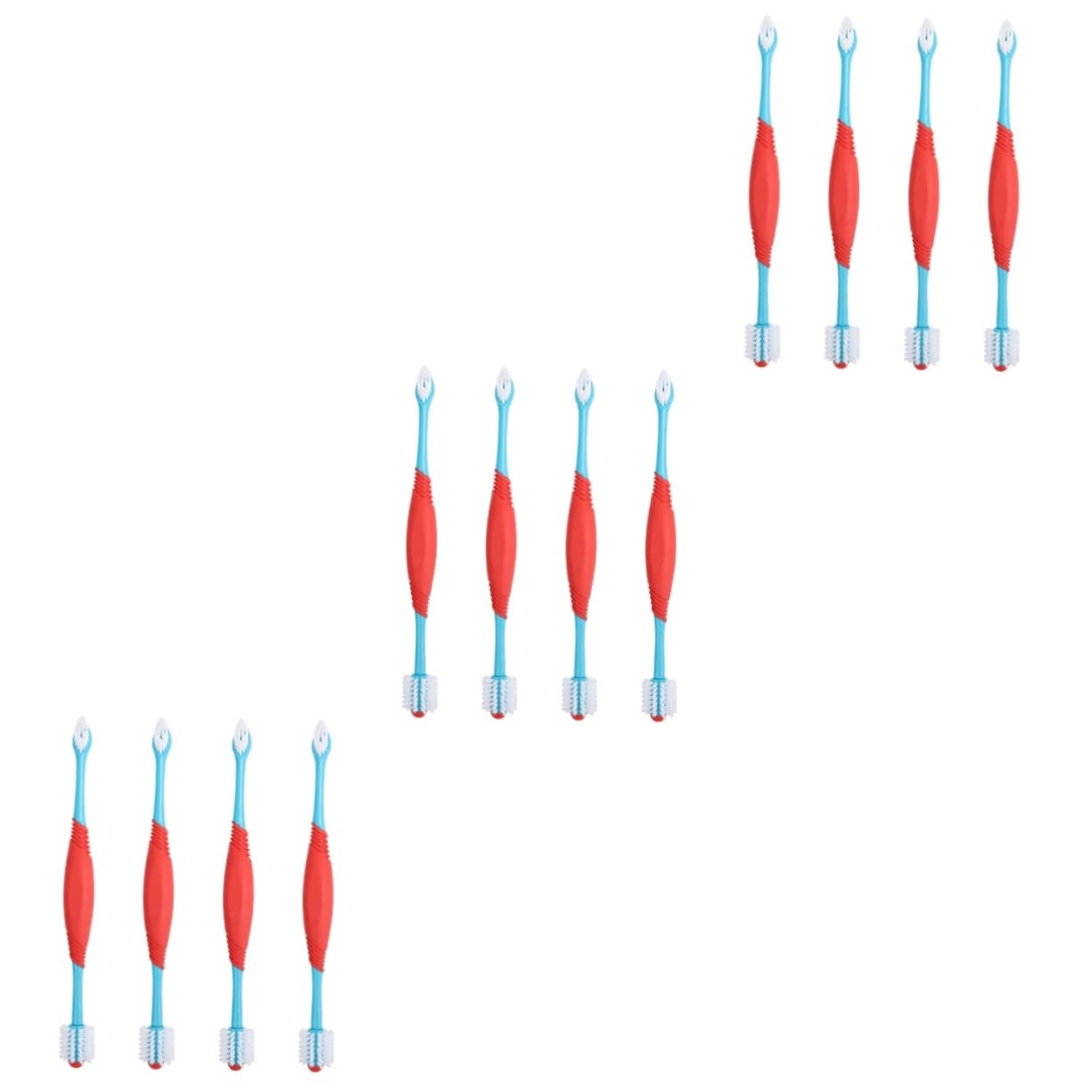 minkissy Lot De 3 Brosses À Dents Doubles Pour Animaux De Compagnie Manche Ergonomique Nettoyage Des Dents Nettoyage De La Cavité Buccale 4 Pièces X 3