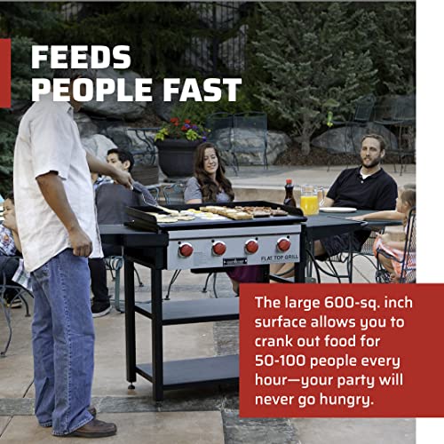 Camp Chef Flat Top Grill, True Seasoned Griddle Surface, Four 12,000 Btus/Hr. Stainless Steel Burners #TOP1