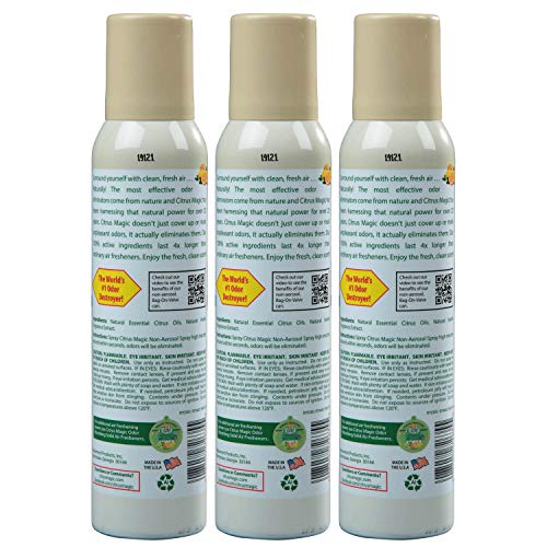 Image of Citrus Magic Odor Eliminating Air Freshener Spray Orange-Vanilla Swirl, 3-Ounce, Pack of 3, 3.0 oz, 3 Count