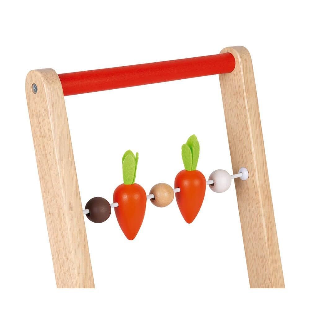 Janod - Carrello Janod Coniglio - Carrello Primi Passi in Legno a Spinta - Testa di Coniglio Su Molla, Carote Su Pallottoliere - con 19 Cubi di Legno - Giocattolo per Bambini da 1 Anno, J8251