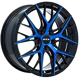 RTX Valkyrie Custom Wheel - 18x8, 40 Offset, 5x114.3 Bolt Pattern, 73.1mm Hub - Gloss Black with Machined Blue Face Rim