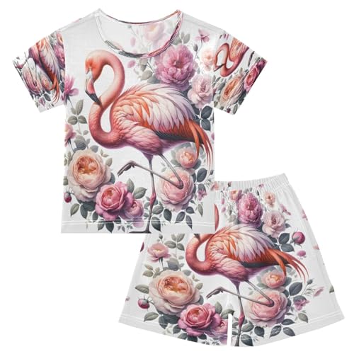 senya Short Sleeve Pajamas Sets Summer Cotton Sleepwear Flamingo Standing