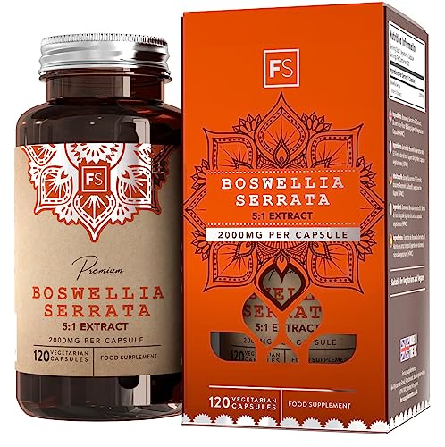 FS Boswellia Serrata 2000mg | 120 Capsulas Veganas | Para Salud de Articulaciones | Incienso Para las Articulaciones y Tendones | Sin OGM, Gluten, Lácteos