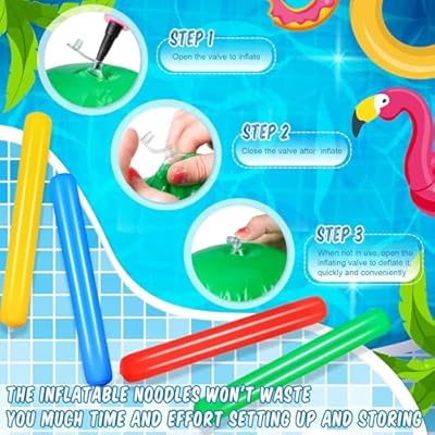 4er Set Schwimmnudel Poolnudel – Aufblasbare Schwimmhilfen für Kinder & Erwachsene, bunter Wasserspaß für jeden Anlass! – Bild 3