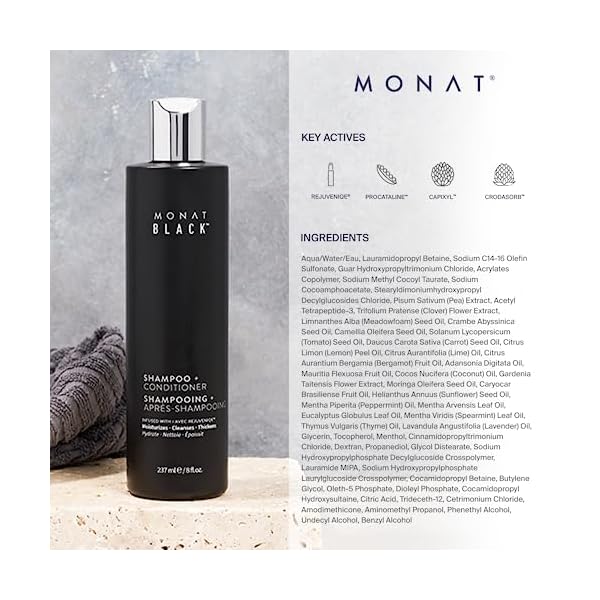 MONAT Black Shampoo + Conditioner - Mens Shampoo and Conditioner 2 in 1 Black Hair Care. A 2-in-1 Shampoo Conditioner Formulated for Optimal Hair Health In One Step. - Net Wt. 237 ml / 8.0 fl. oz. - Image 3