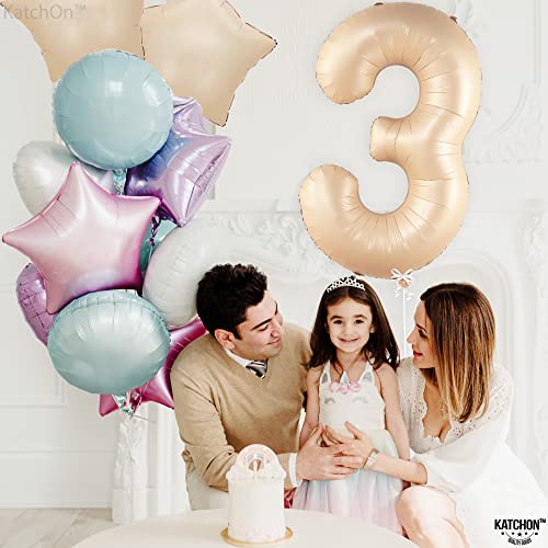 Image of KatchOn Number 3 Balloon Caramel 40 Inch
