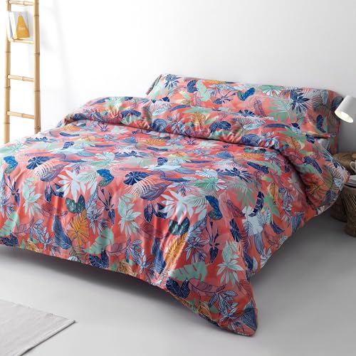 Funda Nórdica Cama 135 – Juego de 3 Piezas (Funda Edredón 220x220, Sábana Bajera Ajustable 135x190, Funda Almohada 45x145) – 100% Microfibra Suave 200 g/m2 – Ropa Cama con Estampado Moderno (Masnou)