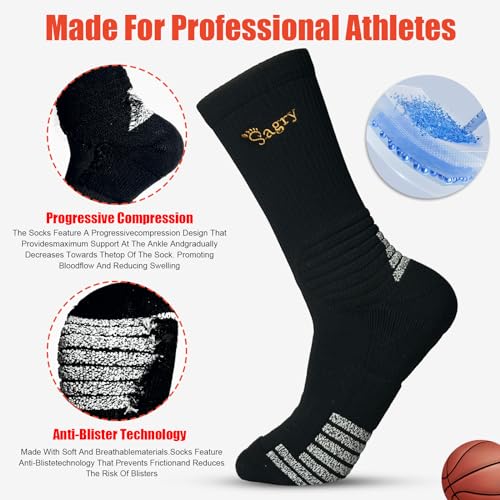 Meias de basquete Elite, meias atléticas acolchoadas de cano médio com compressão de arco para futeb