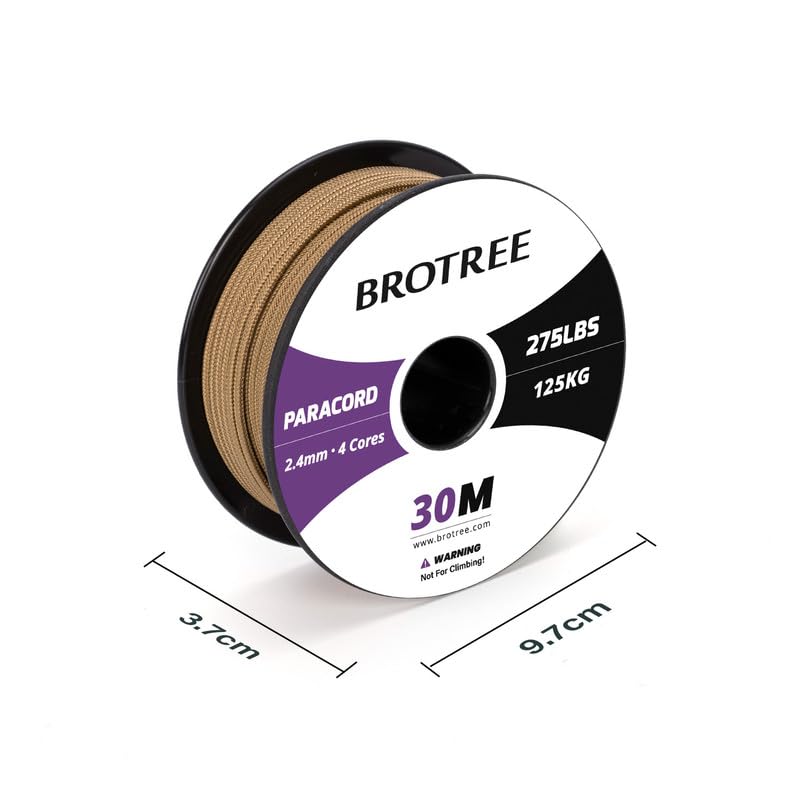 Brotree 275 Paracord 2.4mm Tactical Cord 30M Nylon Rope 4 Strands Parachute Cord for Outdoor Craft, DIY - Image 2