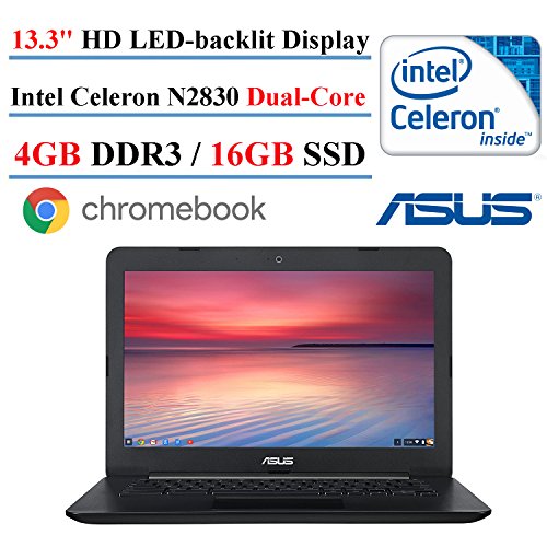 Asus C300MA 13.3 inch Chromebook Laptop, Intel N2830 2.16GHz Dual-Core, 4GB DDR3L, 16GB Solid State Drive SSD, 802.11n, Bluetooth, USB 3.0, HDMI, Chrome OS (Renewed)