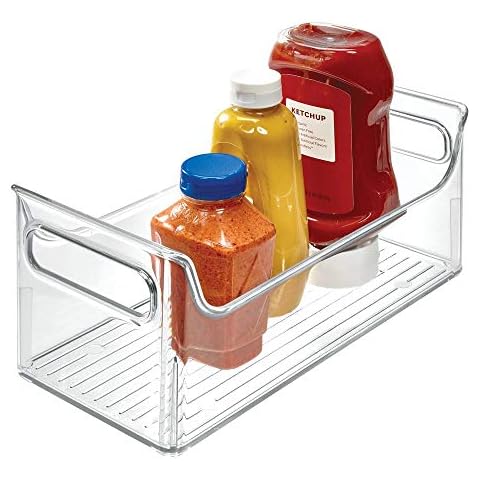 iDesign 72530 Fridge Plastic Storage Organizer Bin with Handles, Clear Container for Food, Drinks, Produce, Pantry Organization, BPA-Free, 5.5" x 11.25" x 5", Clear, 1 ounces Cover