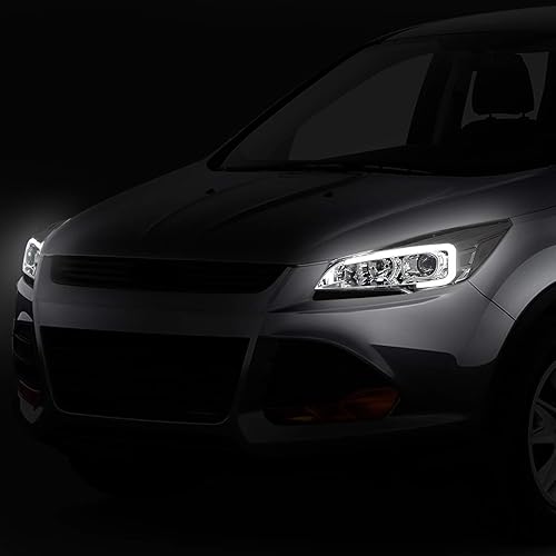 Miniatura 7 de DNA MOTORING Par de faros delanteros 3D LED con proyector compatible con Ford Escape 2013-2016, ahumadotransparente, HL-3D-FESC13-SM-CL1