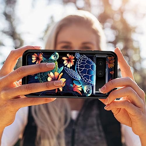 JHYYTUJTYP for Pixel 7A Case,[Military Grade Drop Tested] Heavy-Duty Tough Rugged Shockproof Protective Case for Google Pixel 7A 6.1",Sea Turtle with Flowers - image 7