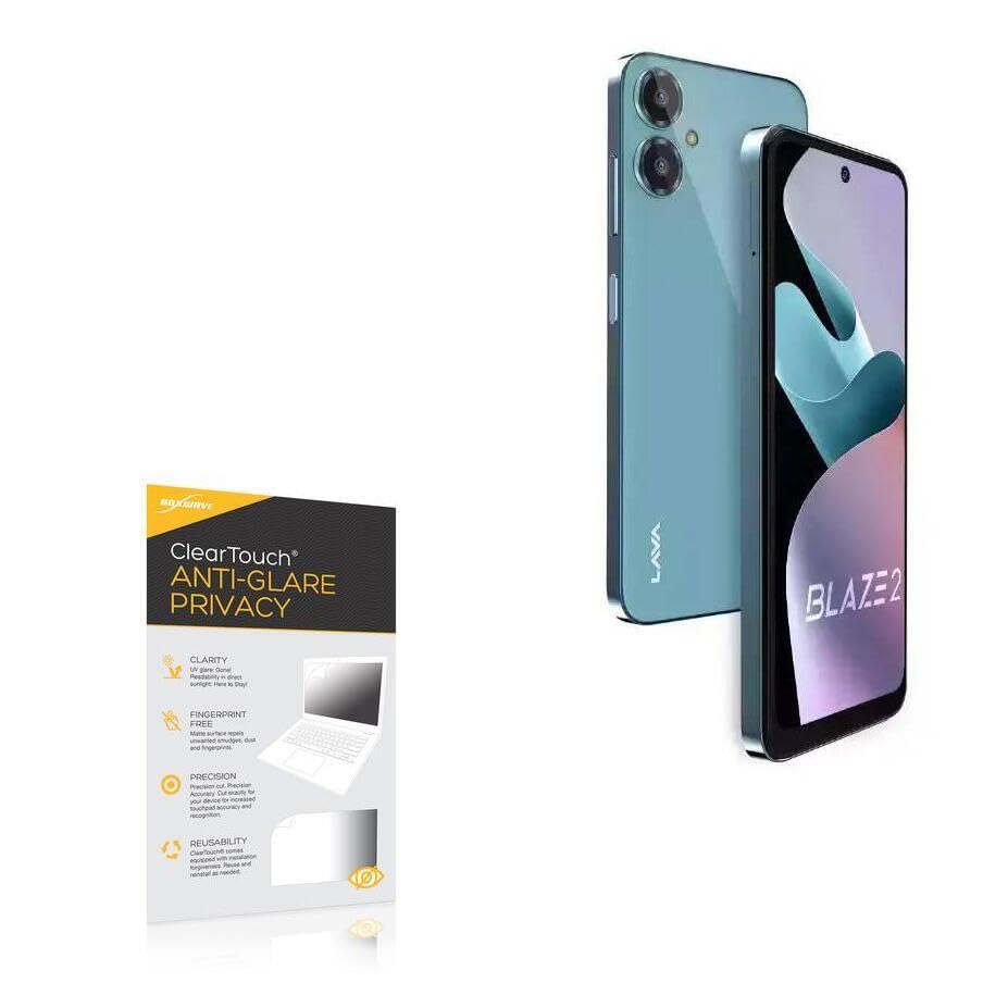 BoxWave Screen Protector Compatible with Lava Blaze 2 - ClearTouch Anti-Glare Privacy (2-Pack), Privacy Screen Protector Flexible Film Anti-Glare
