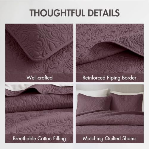 Image of Madison Park Luxurious Cotton Damask Quilt Set, 3PC King /Cal King Bed Set