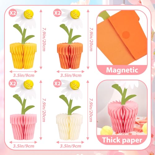 Image of 8Pcs Daisy Honeycomb Centerpieces Table Decorations 7 inch Flower Table Decor | Daisy honeycomb centerpieces set, 4 pastel colors, 3D floral daisy centerpiece for baby showers, birthdays, and spring party