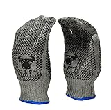 G & F Products 14431M-DZ Natural Cotton Work Gloves with Double-Side PVC Dots Grey Gloves , Knit Work Gloves,Assorted ring colors, Medium, 12 Pairs