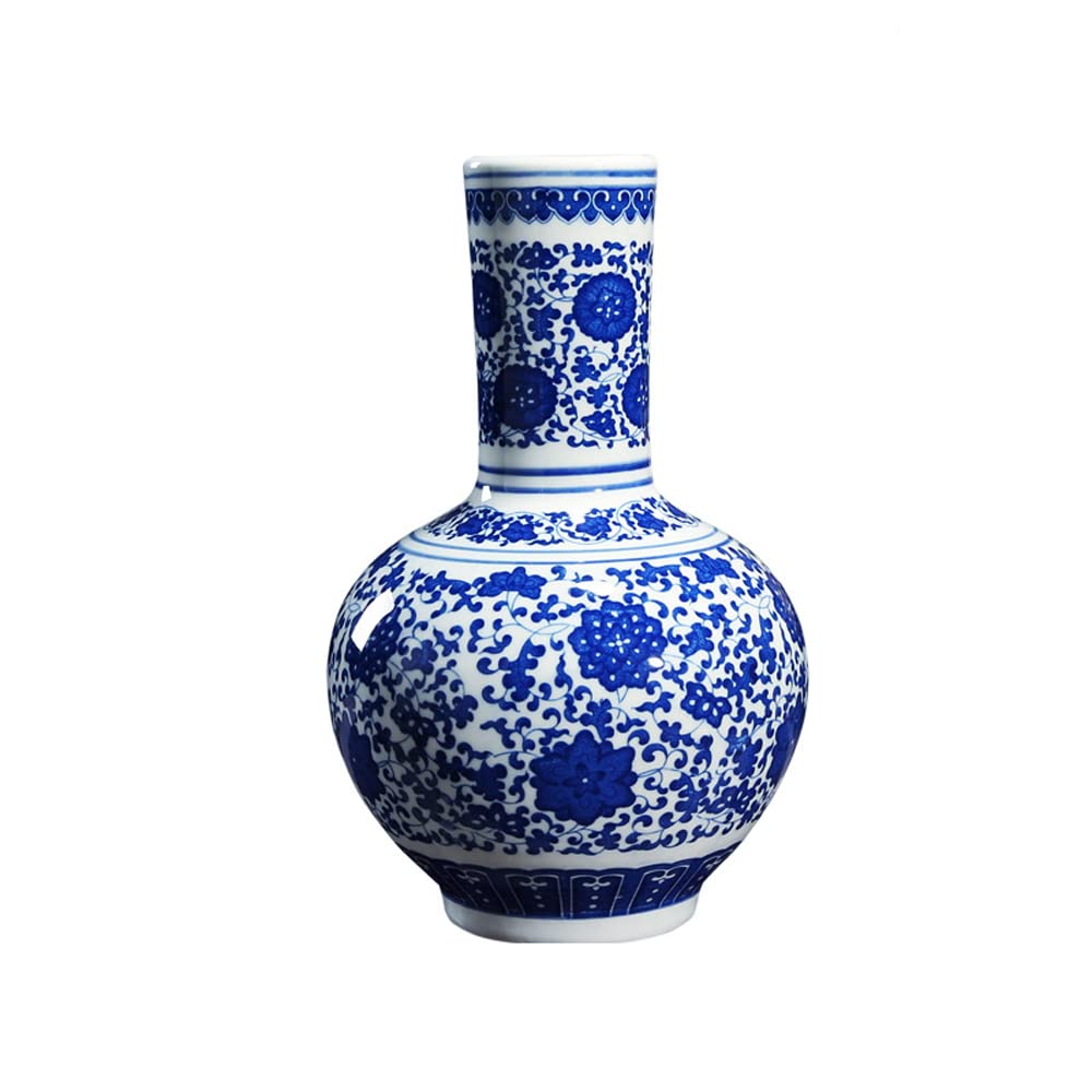 asdchZen Jingdezhen Blue And White Porcelain Flower Vase, Large Handmade Chinese Dargon Ceramic Vase, Asian Decorative Vase For Centerpieces,Kitchen,Office, Living Room,Wedding,Gifts,F