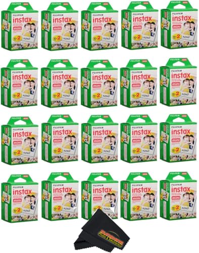 Película instantánea Fujifilm Instax Mini para cámaras instantáneas Mini - 20 paquetes (400 hojas totales), blanco, ISO 800 miniatura 1