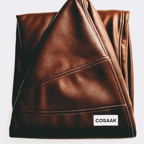 Image of Bean Bag Cover, Faux Leather, 66 x 86 x 112 cm, Indoor Gaming and Reading Chair (Brown, XXL, Solid)