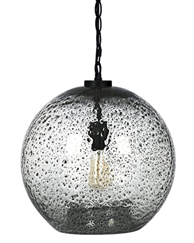 CASAMOTION Pendant Light Fixtures Hand Blown Glass Drop Ceiling Hanging Lighting Rustic Farmhouse Kitchen Island Clear Marble Large Globe Over Dining Room Table Entryway Hallway 15.6 Inch Height - Image 8