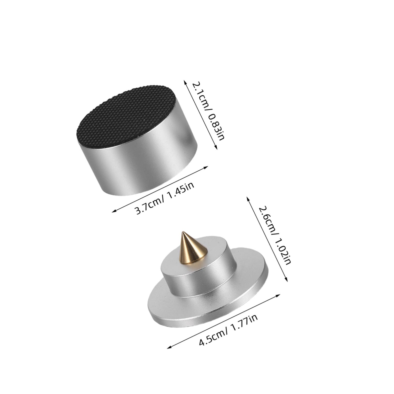 Set 4 Pezzi Piedini per Altoparlanti da Scaffale in Lega di Alluminio Argento Gomma Antivibrazione per Isolamento Acustico e Miglior Chiarezza Sonora, Facile Installazione