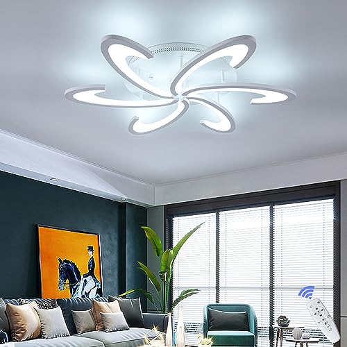 GreeLustr Plafoniere a LED per soggiorno, design geometrico a tre colori, illuminazione a soffitto a LED variabile in acrilico, camera da letto, corridoio IOffice (6 teste modificabili)