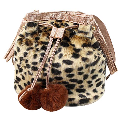 MEGAUK Sac à main en fausse fourrure pour femme, automne et hiver, 01462 Marron Cover