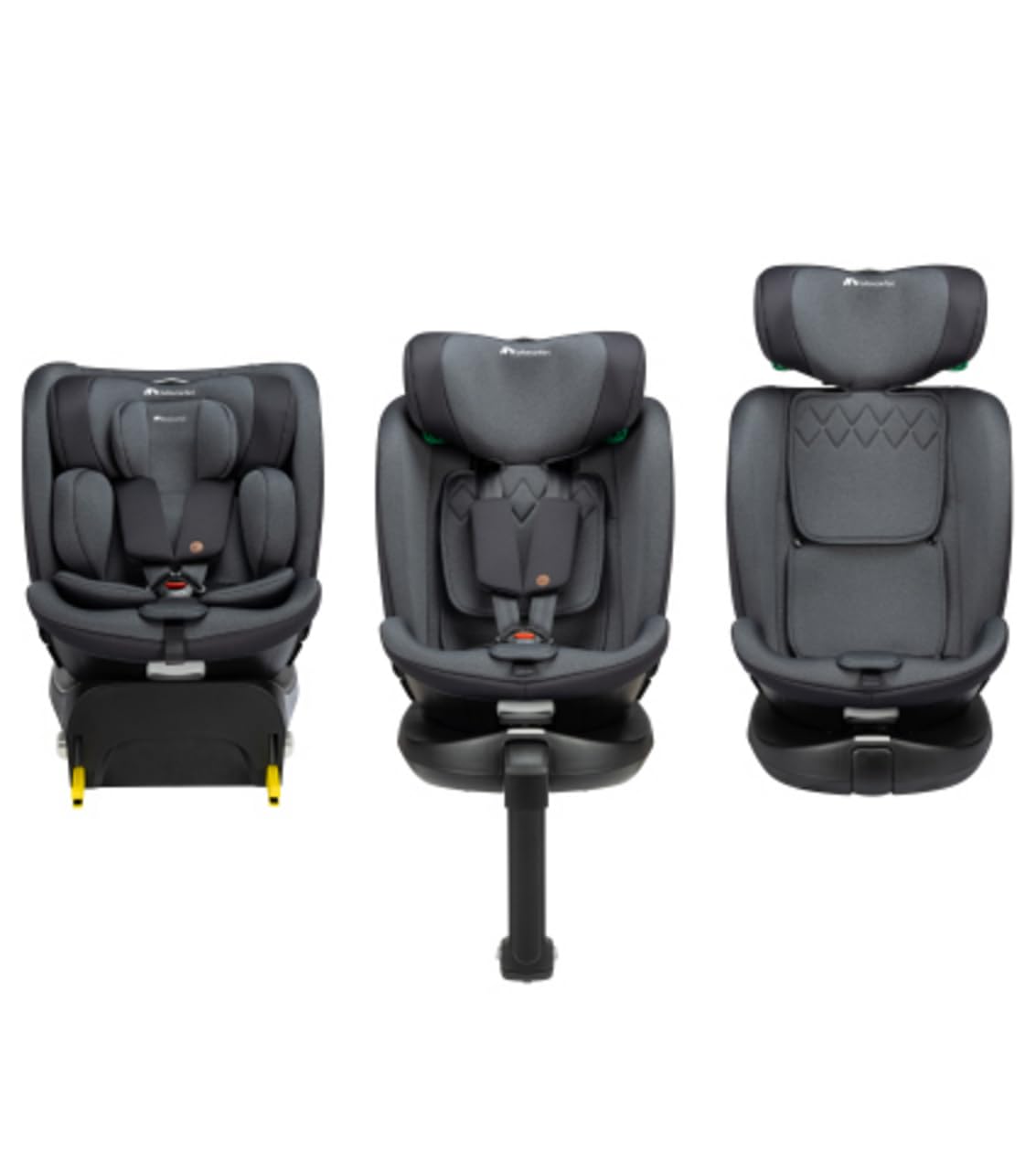 Bebeconfort EvoluFix Plus 360 i-Size, seggiolino auto girevole a 360°, 0-12 anni, 40-150 cm, ISOFIX, gamba di supporto, 8 posizioni di reclinazione, 12 posizioni del poggiatesta, Tinted Black