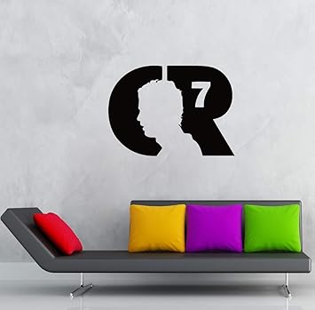 VVWV Football Player CR7 Wall Stickers for Home Hall Living Boys Bedrooms Wall Stickers black Vinyl Decals 58 x 41 cms