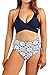 Cupshe Fashion Women's Front Cross High-waisted Halter Bikini Set, Multicolor, Medium