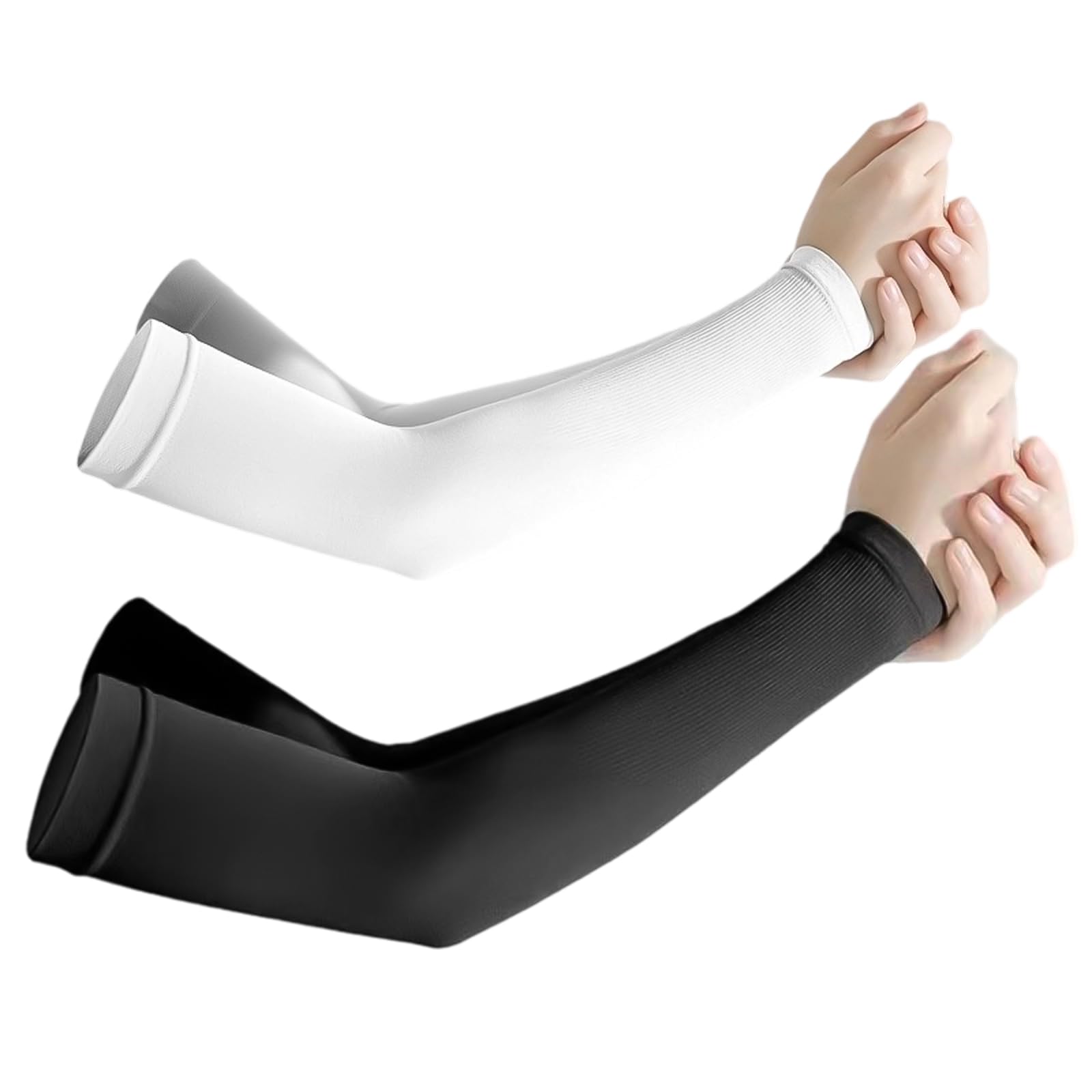 Makoto Nobu Unisex Black And White Arm Sleeve 2 Pack Uv Protection, Cooling, Breathable, Upf 50+, Compression Sleeves For Covering Tattoo Basketball Running Cycling Gardening Outdoor Gaming(Black Amd White)