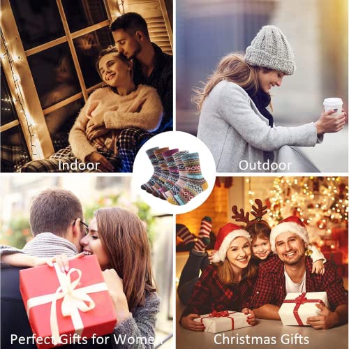 Taotique Warm Socks, 5 Pairs Women Wool Socks For Winter Soft And Thick Knit Cozy Crew Socks Christmas Gift Socks #TOP5