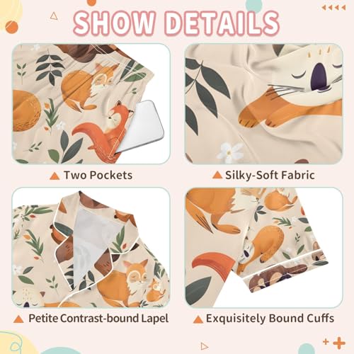 senya Wild Sleeping Animals Satin Summer Pajama Sets Silk Short Sleeve Button Down Sleepwear3