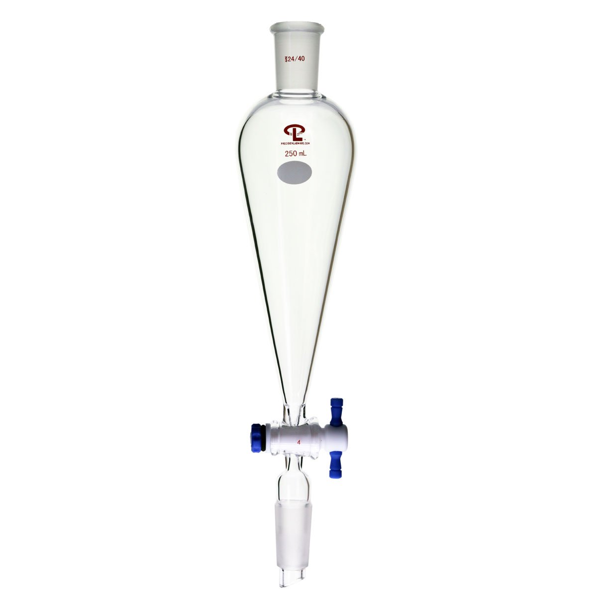 Precision 250mL Separatory Funnel with PTFE Stopcock, 24/40 Upper and Bottom Joints
