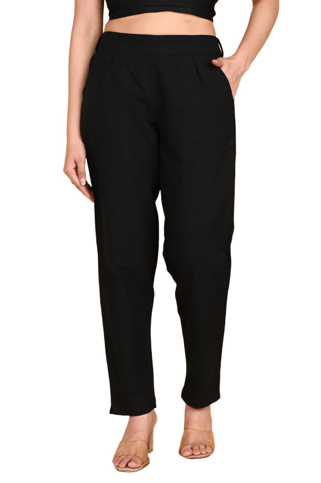 Anouk Cotton Trousers for Women Soft Breathable Regular Fit Ladies Kurti Pants Everyday Casual Office Formal Wear in neutral