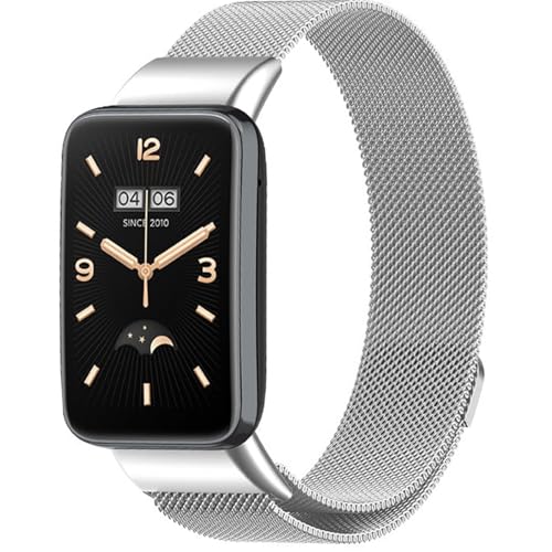PKQTOP Magnetic Ersatzarmband für Xiaomi Smart Band 7 Pro Armband Uhrenarmband Einstellbar Metall Edelstahl Armbänder für Xiaomi Smart Band 7 Pro